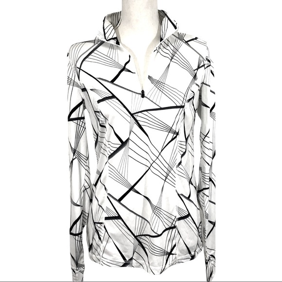 XERSION - WHITE & BLACK RUNNING JACKET / TOP GEOMETRIC PATTERN & REFLECTIVE-B11 - Picture 4 of 12